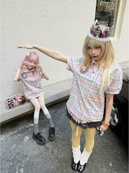 Dance Floor Climax Plaid T-Shirt【s0000016962】