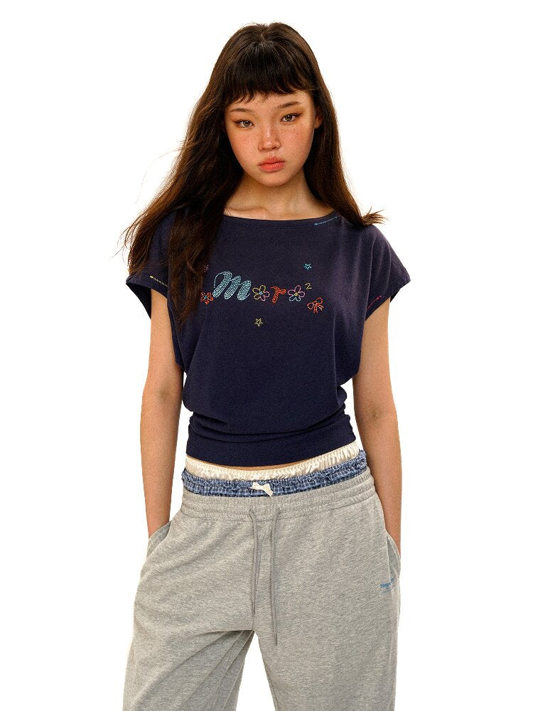 Colorful Floral Rhinestone T Shirt【s0000017428】
