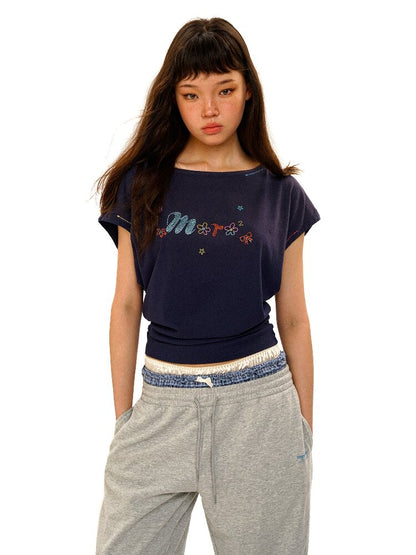 Colorful Floral Rhinestone T Shirt【s0000017428】