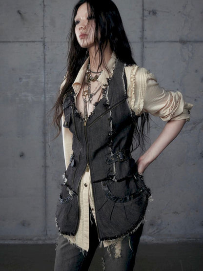 Stacked Waisted Irregular Vest【s0000013472】