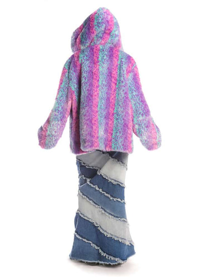 Colorful Leopard Print Plush Fur Hooded Jacket【s0000014908】