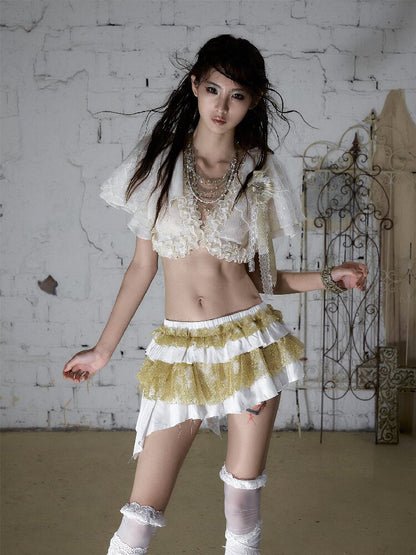 Vintage Court Chiffon Lace Cover-Up【s0000017244】