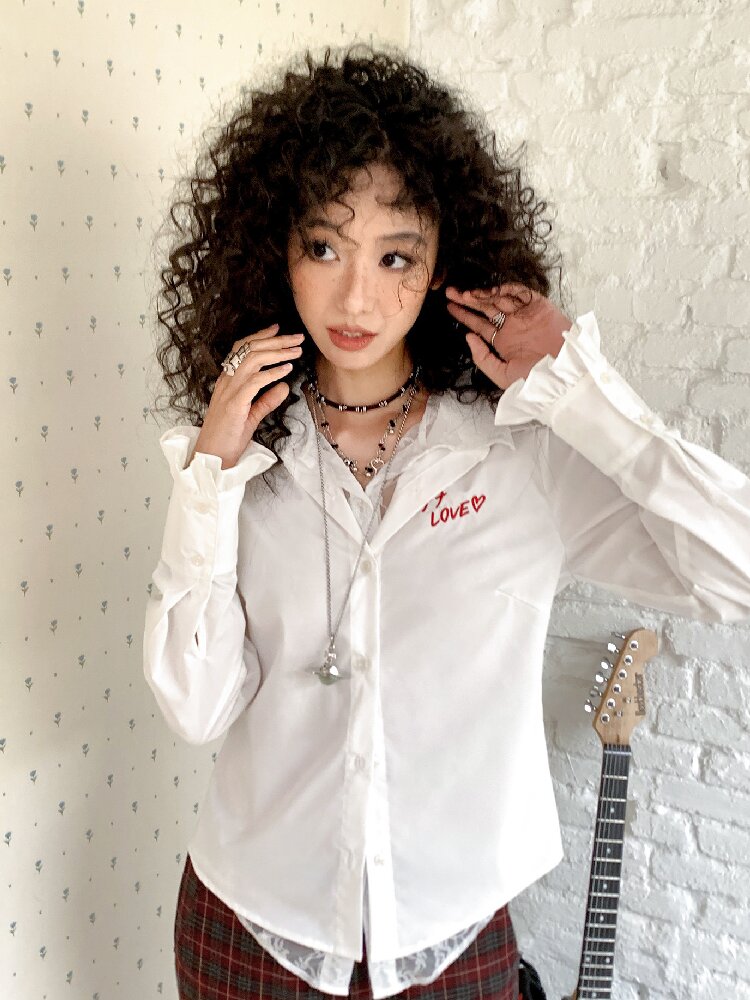 Fake Two-Piece Lace Printed Shirt【s0000017902】