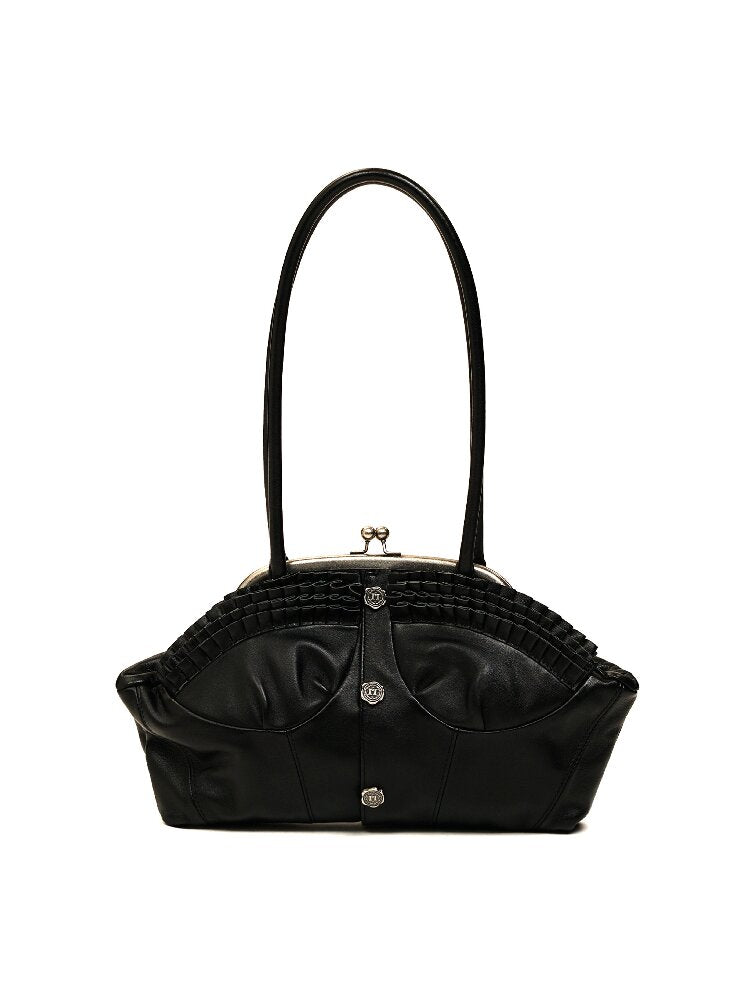 Lambskin Kiss Lock Shoulder Bag【s0000017911】