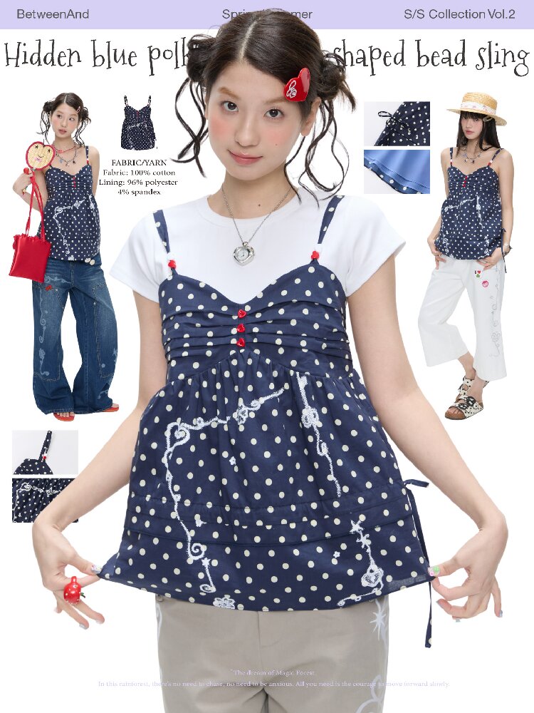 Summer Navy Blue Polka Dot Top【s0000016395】