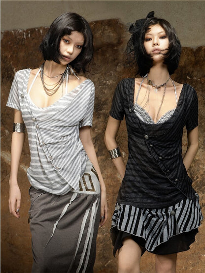 Vintage Punk Irregular Knit T-shirt【s0000016880】
