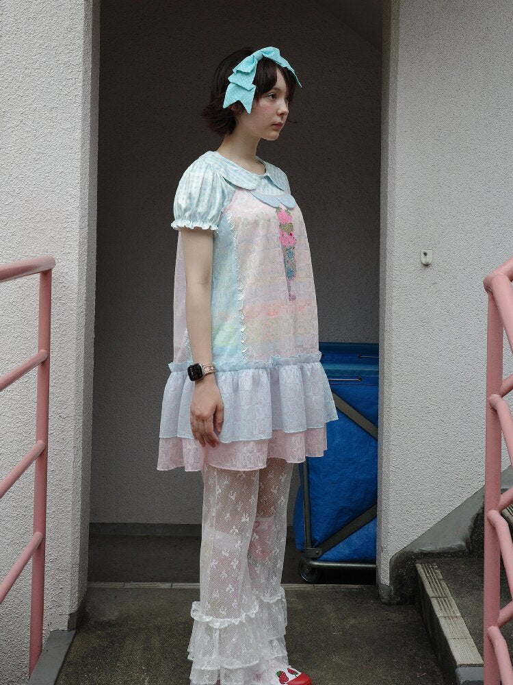 Patchwork Rhinestone Mesh Dress【s0000017759】