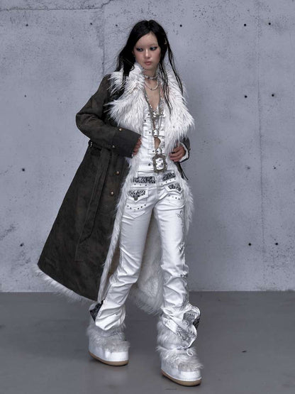 Modern Knight Fur Long Trench Coat【s0000014924】