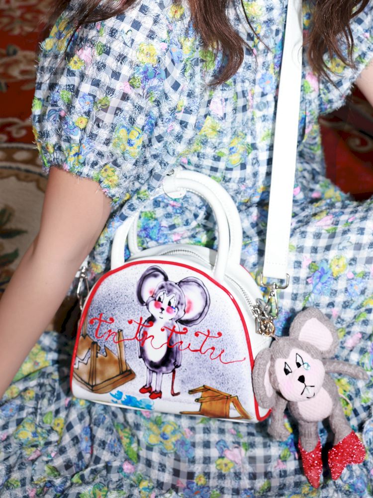 Small mouse microfiber leather handbag【s0000012826】
