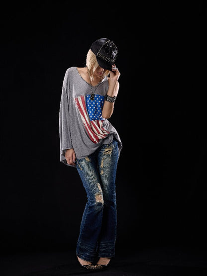 Drape Asymmetrical Sequin T-Shirt【s0000018507】