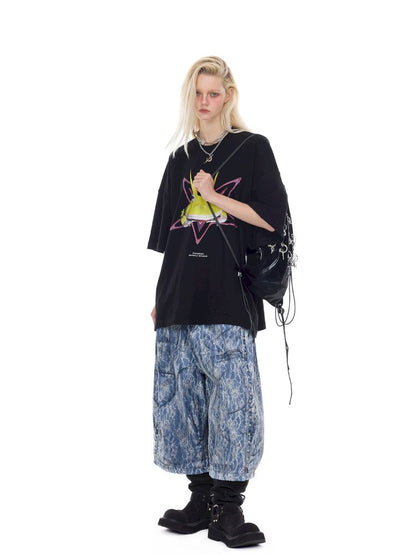 Rock Frog Print Loose Fit T-Shirt【s0000012978】