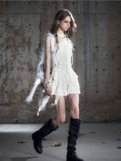 Patchwork Lattice Waisted Dress【s0000013889】