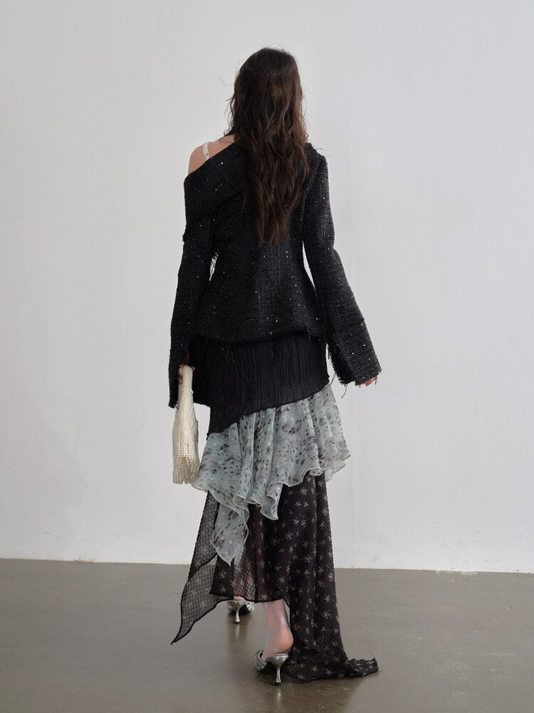 Leopard Print Splicing Chiffon Skirt【s0000015697】