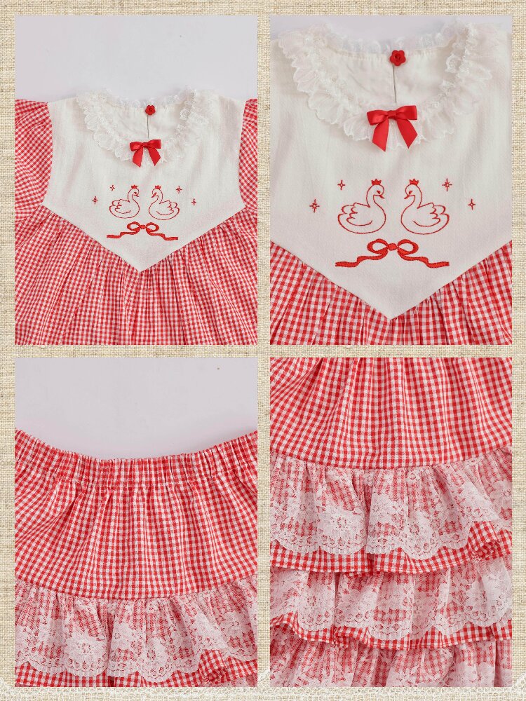 Vintage Lace Swan Dress Set【s0000017486】