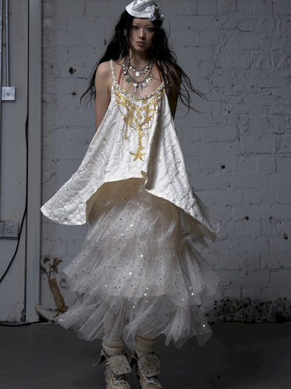 Ribbon Lazy Irregular Loose Halter Top【s0000012787】