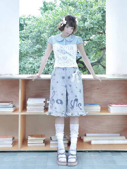 Embroidery Star Wide Leg Pants【s0000017129】