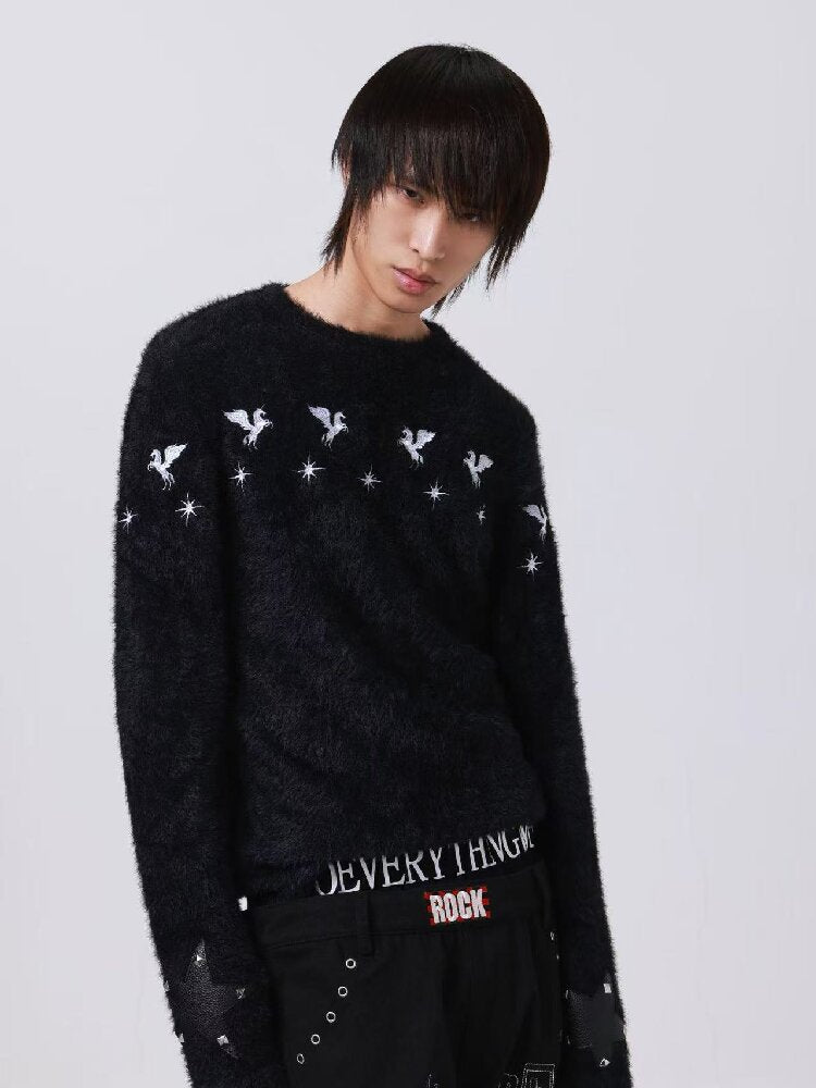 Mohair Pentagram Patchwork Sweater【s0000018186】