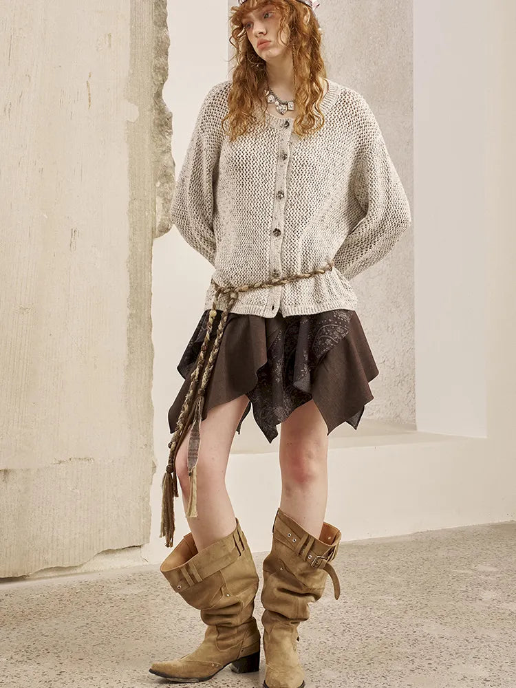 Oversized Vintage-Style Knit Cardigan【s0000014056】