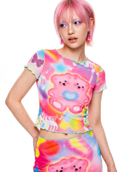 Mesh Short Sleeve Mermaid Dress【s0000017516】
