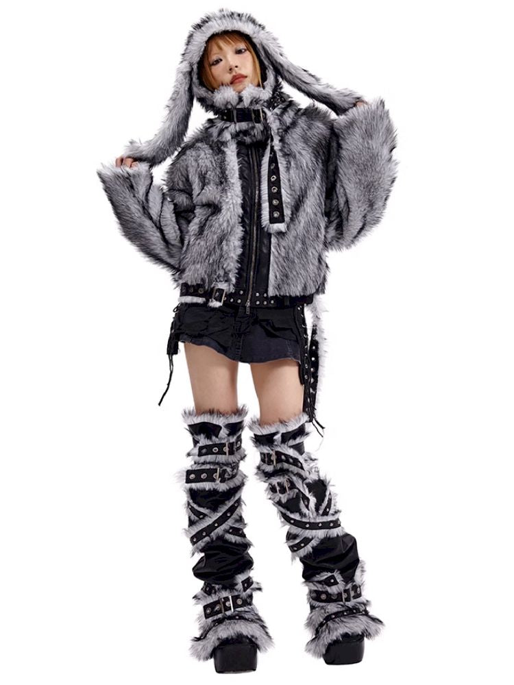 FUR PATCHWORK LEGWARMERS [S0000010506]