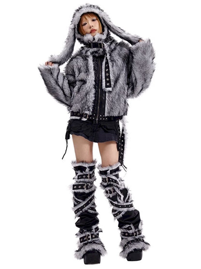 FUR PATCHWORK LEGWARMERS [S0000010506]