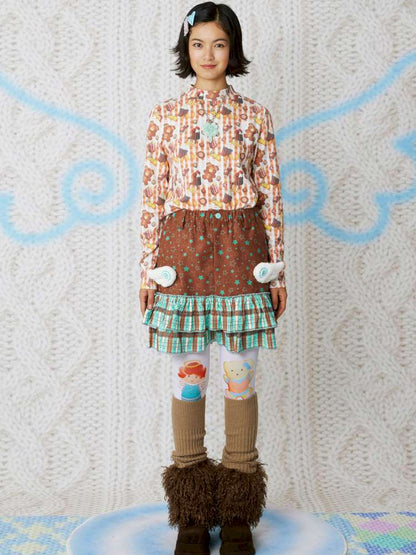 Brown Corduroy Wings Fall Winter Skirt【s0000014848】