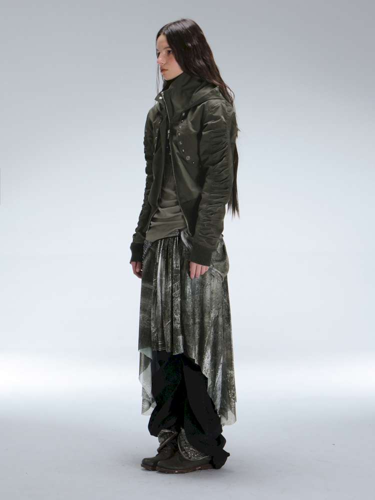 Mysterious Castle Print Mesh Skirt【s0000014716】