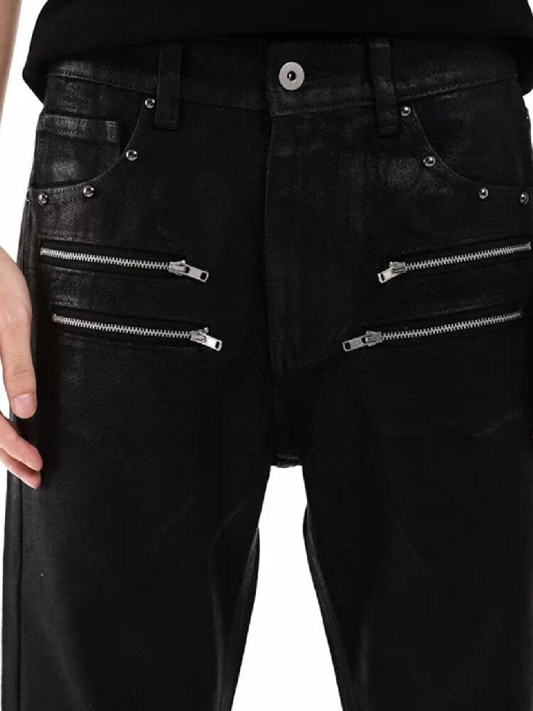 Metal Brush Wax Irregular Jeans【s0000018243】