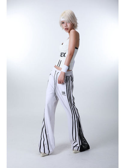 Striped Floral Embroidered Pants【s0000016182】