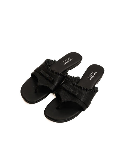 Top Grain Cowhide Ruffled Flip Flop【s0000017441】