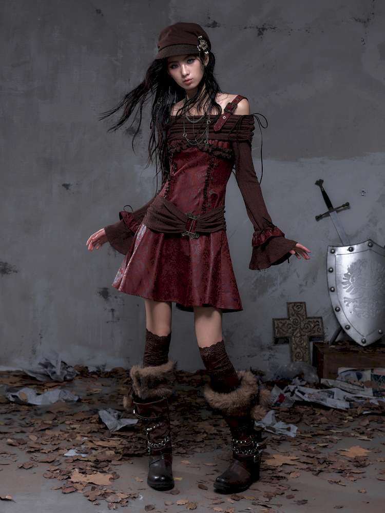 Vintage Punk Patchwork Knit Dress【s0000014651】