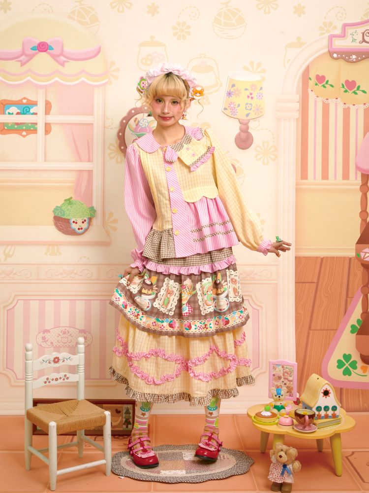 Dress Collar Design Pink Yellow Shirt【s0000013699】