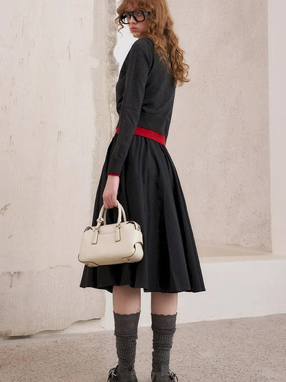 Wide-Skirted Pleated Midi Skirt【s0000014083】