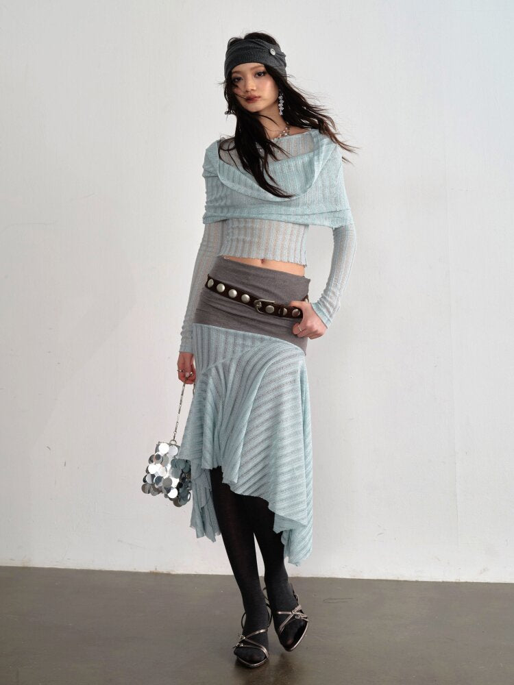 Mint Translucent Swing Collar Skirt【s0000015698】