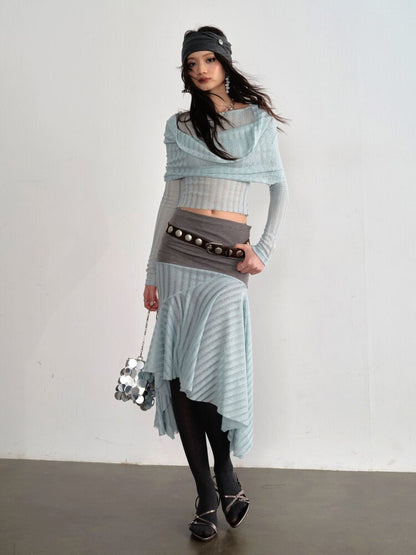 Mint Translucent Swing Collar Skirt【s0000015698】