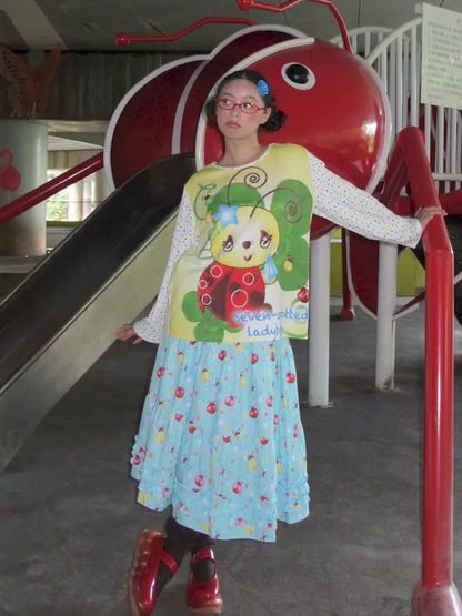 Beetle Print Cute Casual Oversized T-Shirt【s0000014192】