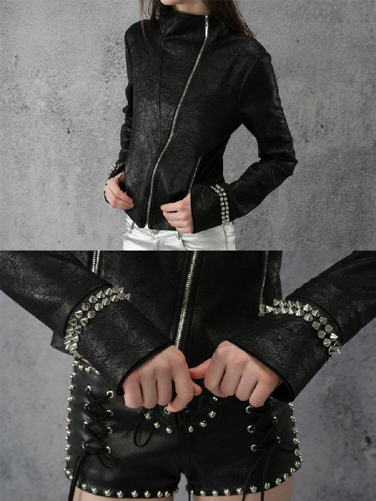 Suede Cracked Rivet Jacket【s0000016945】