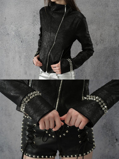 Suede Cracked Rivet Jacket【s0000016945】