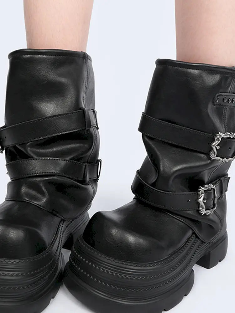 Thick Sole Mid-Calf Western Boots【s0000014186】