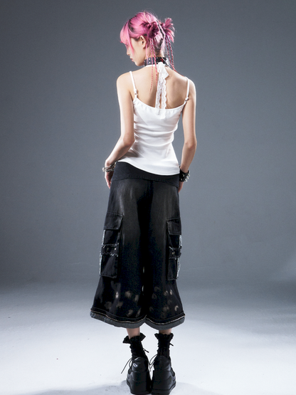 Denim Ripped Knee-Length Pants【s0000012942】
