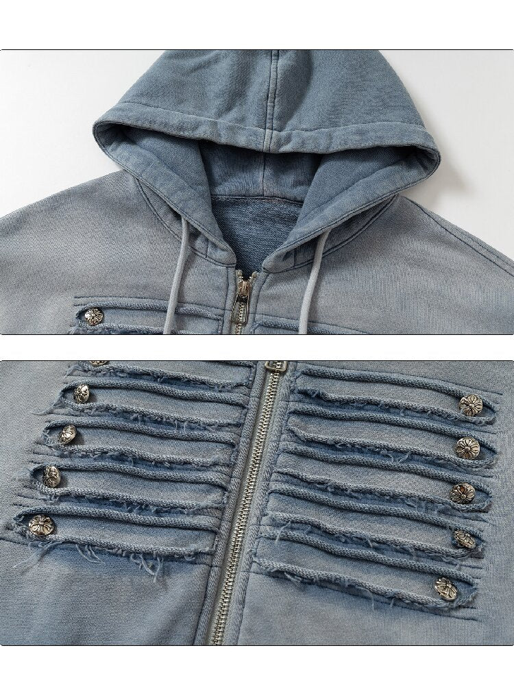 Destroyed Blue Napoleon Sweatshirt【s0000018553】