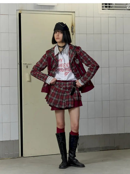 College Style Asymmetric Suit Pleated Skirt【s0000014205】