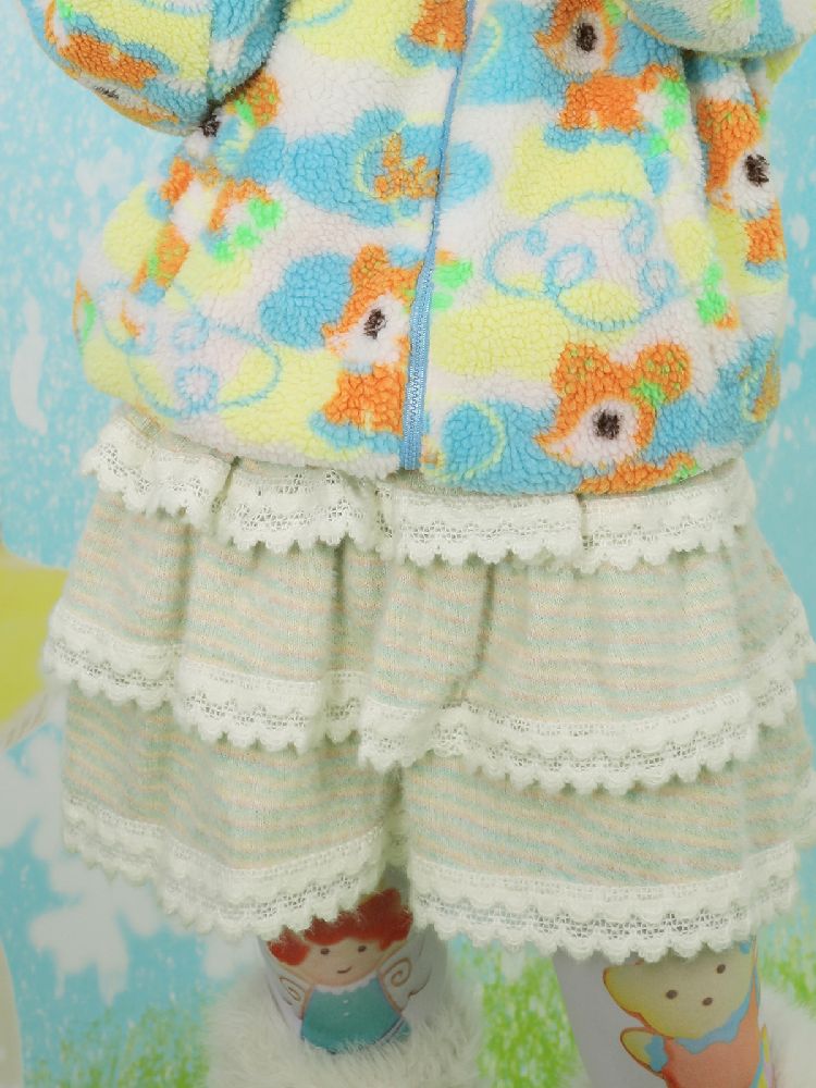 RAINBOW TWO COLOR CAKE PEPLUM SHORT SKIRT [S0000010732]