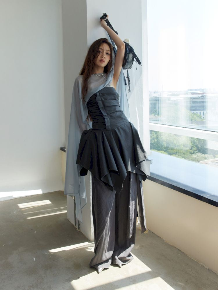 Pleated Irregular Hem Sheath Tank Top【s0000013220】