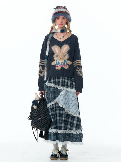 V- 넥 소프트 어두운 회색 스웨터 [S0000011496]