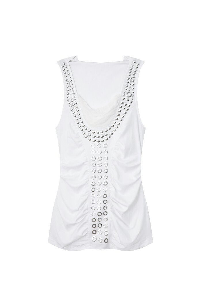 Metal Rivet Hooded I-Line Vest【s0000015911】