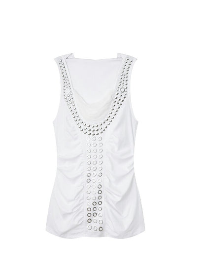 Metal Rivet Hooded I-Line Vest【s0000015911】