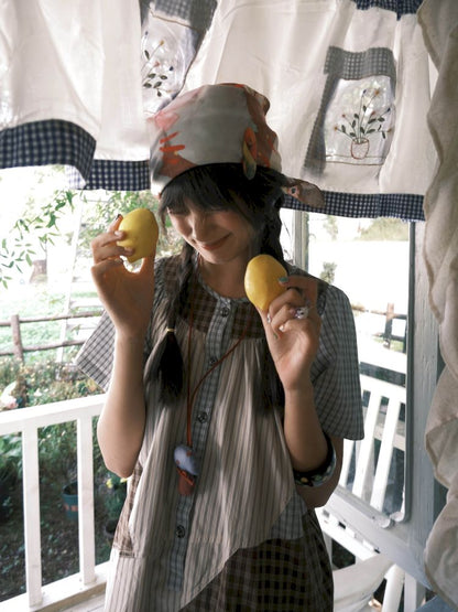 Color Block Cat Print Headscarf【s0000012774】