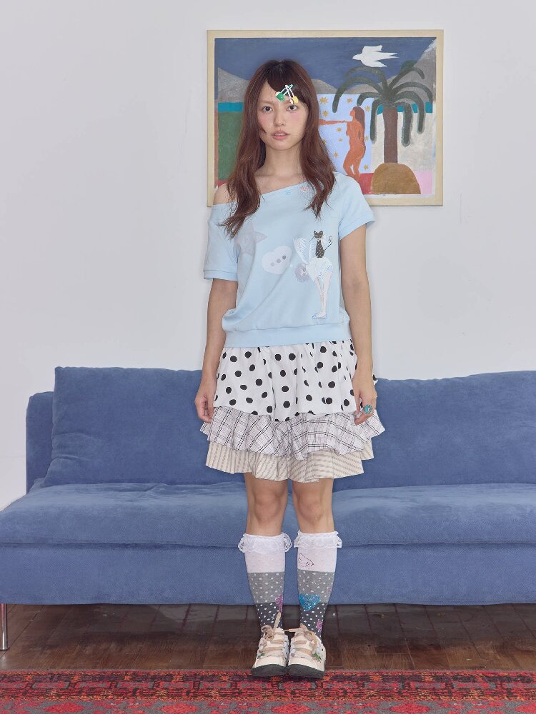 Light Wing Print Loose T-Shirt Top【s0000018712】