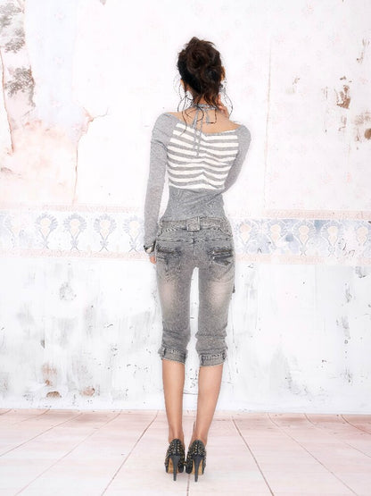 Polished White Pleated Denim Pant【s0000016056】